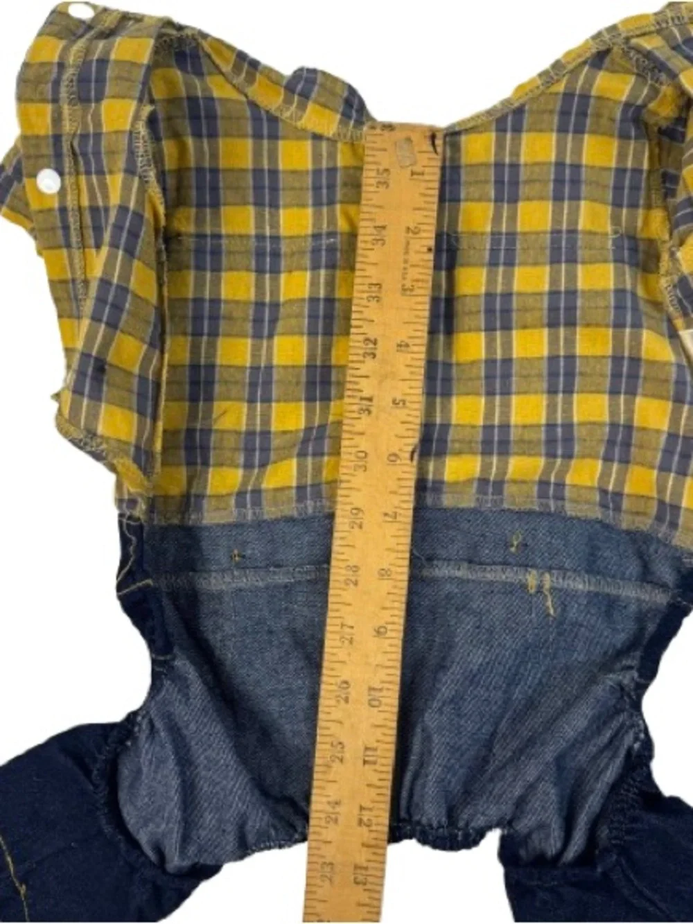 Yellow Plaid Shirt w/Denim Overalls Outfit for Dogs
